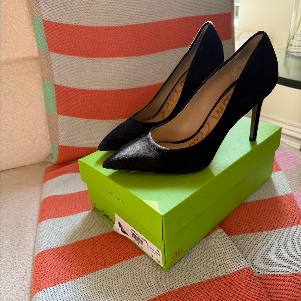 Sam Edelman Hazel Pointed Toe Black Suede Heels Size 9